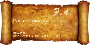Pataki Ambró névjegykártya